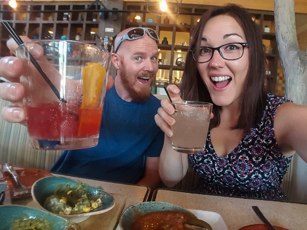 Brooke and Buddy eating dinner and having drinks at Kachina Southwestern Grill in the Westin in Westminster, CO