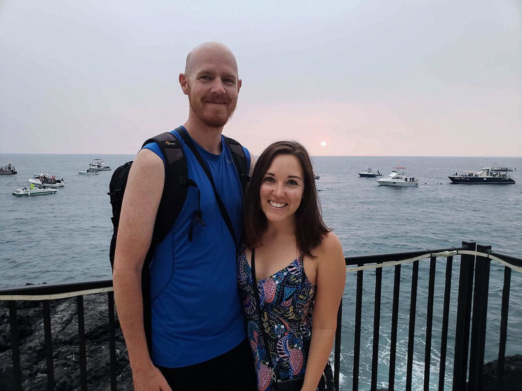 Brooke and Buddy at Ray's on the Bay watching the tour boats come in