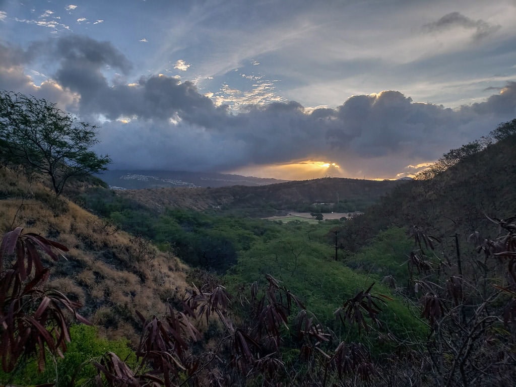 sunrise atop Diamond Head State Monument trail