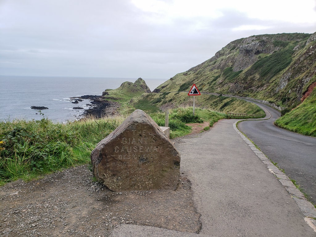 Walking path and shuttle road to The Giant's Causeway in Northern Ireland on Day 2 of our Ireland road trip