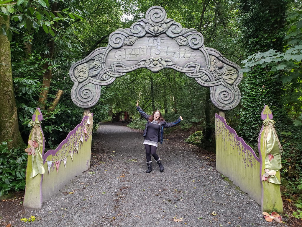 Brooke excited under the sign for the Giant's Lair entrance