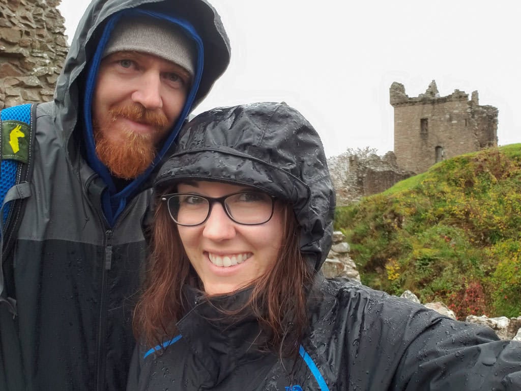 selfie in the rain at Urquhart Castle in inverness