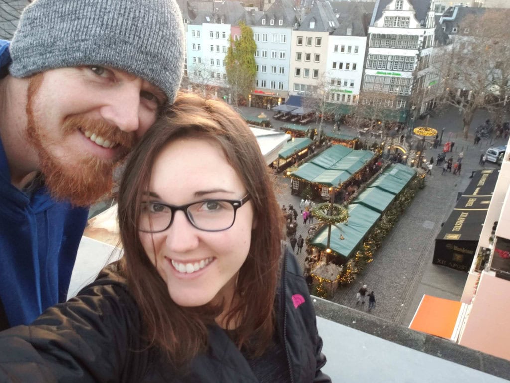 rooftop view of cologne christmas market in germany