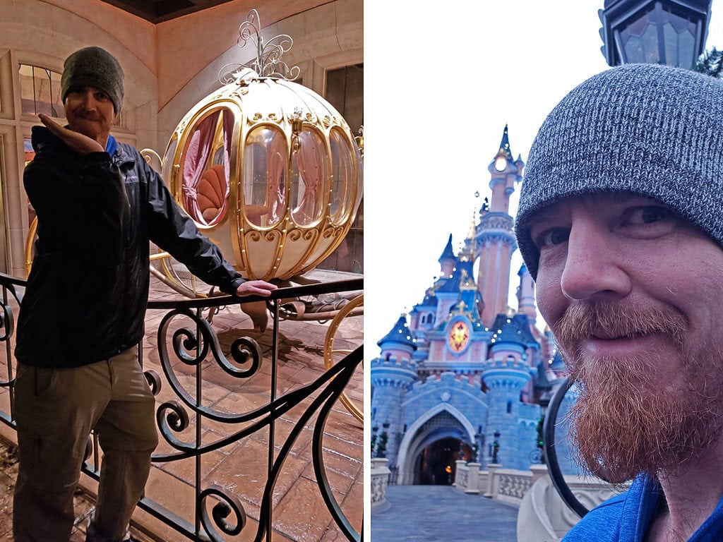 in front of cinderella's castle in disneyland paris near france