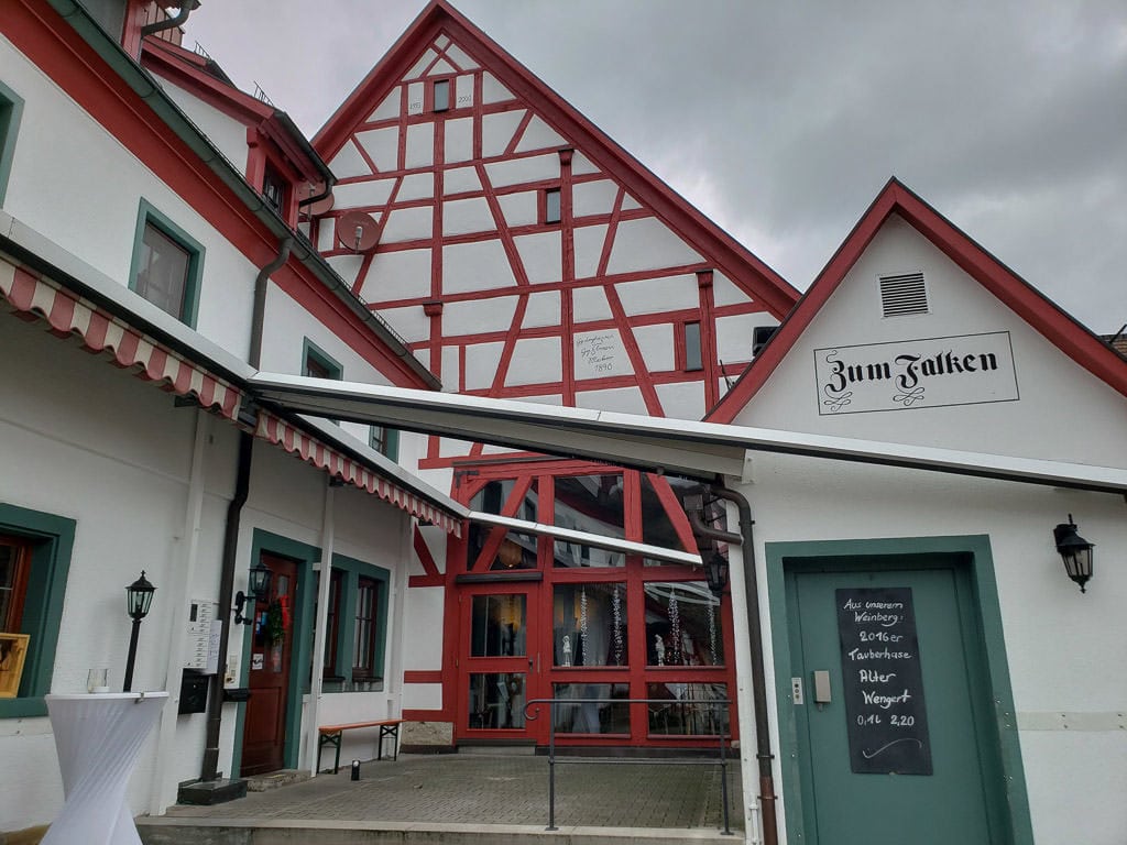 colorful Gasthof zum Falken near rothenburg germany