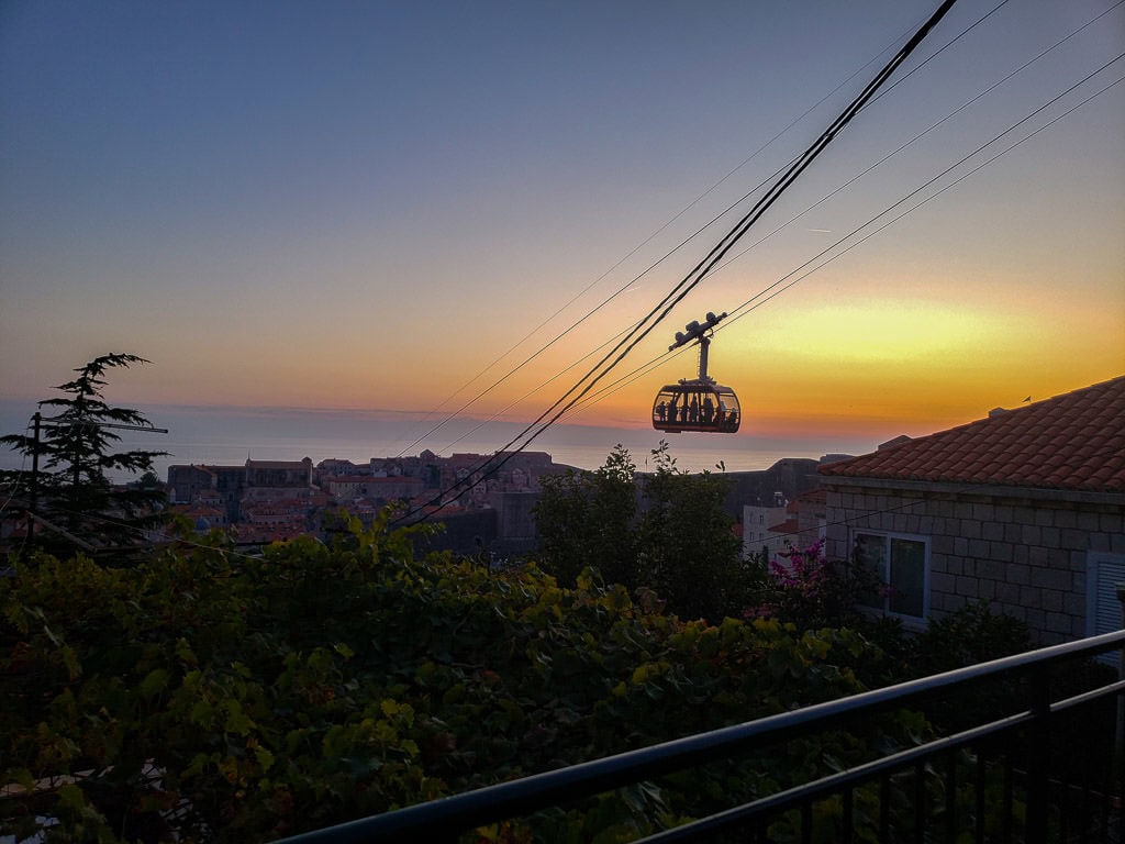 Dubrovnik Cable Car passing our accommodations right outside Dubrovnik Old Town