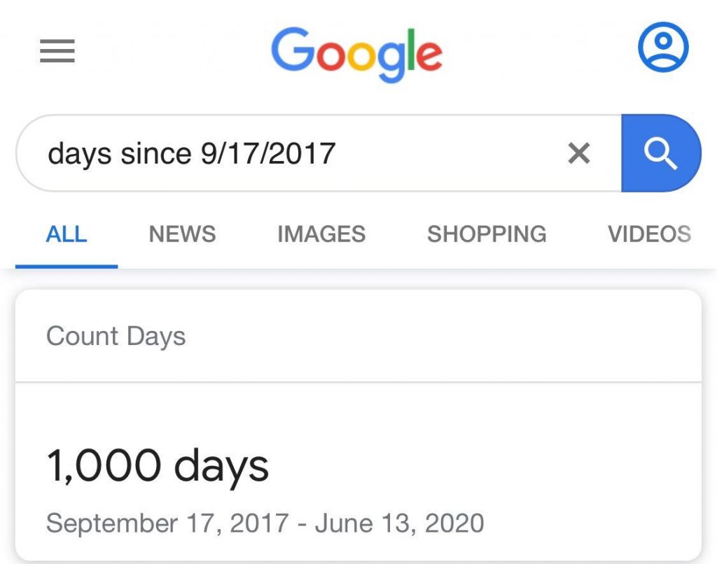 1000 days of sobriety