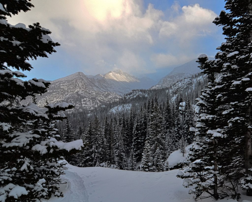 View from hiking trail near Bear Lake in Rocky Mountain National Park