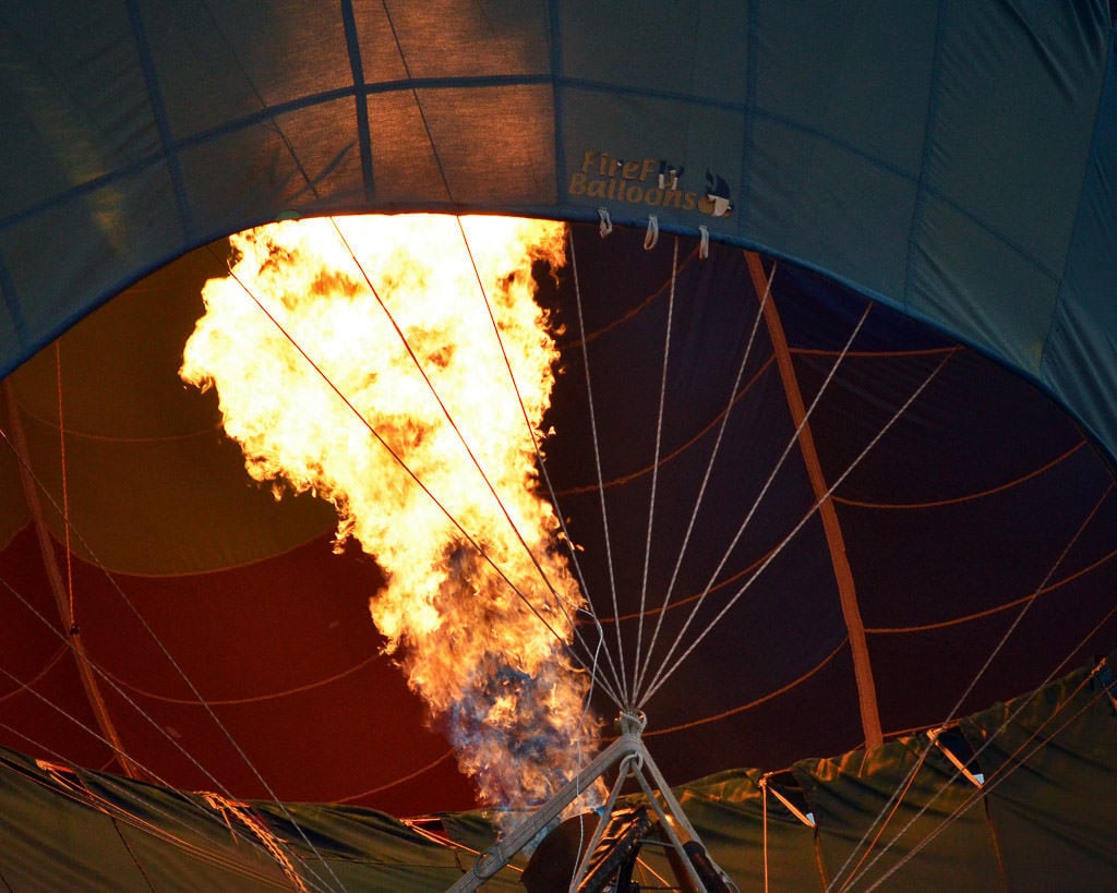 Fire going into a balloon during the Balloon Fiesta