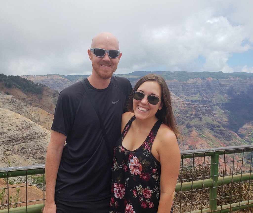 couple at waimea canyon in Kauai