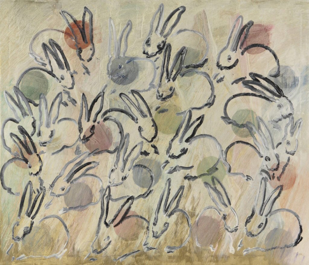 Hunt Slonem Bunnies Painting "Chinensis"