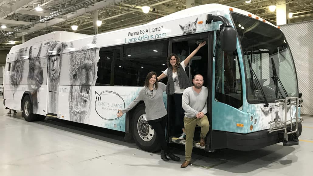 wego transit nashville llama art bus ashley segroves, kristin llamas, jason minser