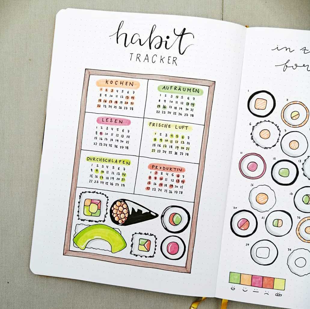 25 Creative Minimalist Bullet Journal Habit Tracker Spreads to