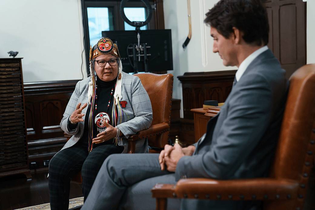 First Nations infrastructure gap budget Justin Trudeau meets with the Assembly of First Nations National Chief, RoseAnne Archibald Corporate Knights