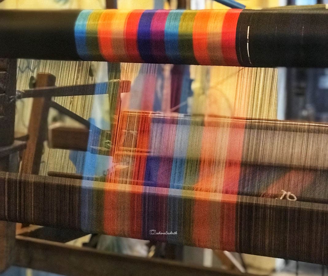 Colouful line of Thai silk in handloom