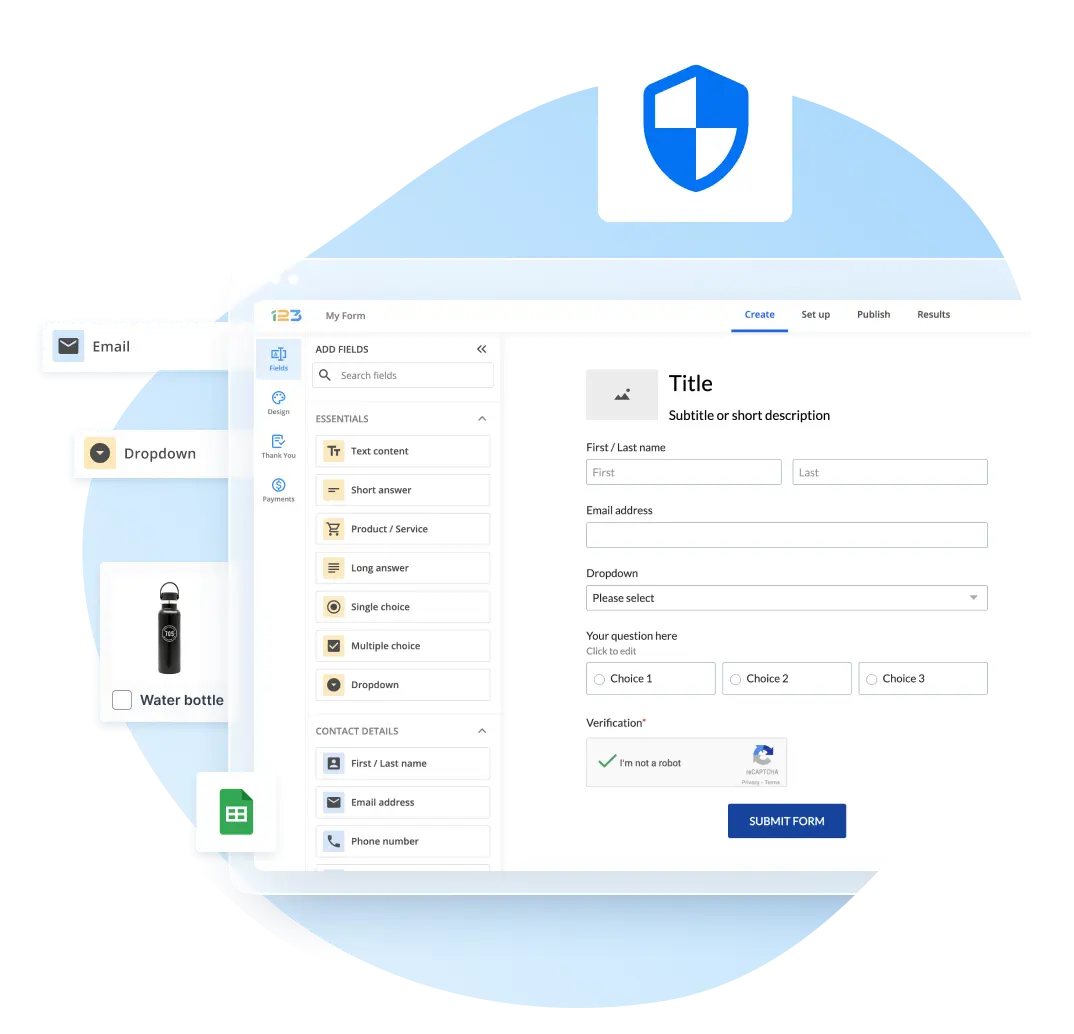 security Image showing 123FormBuilder platform with multiple features and enhanced security