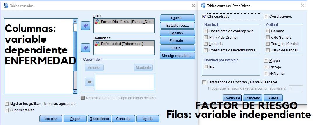 Chi cuadrado en SPSS para Bioestadística y Epidemiología