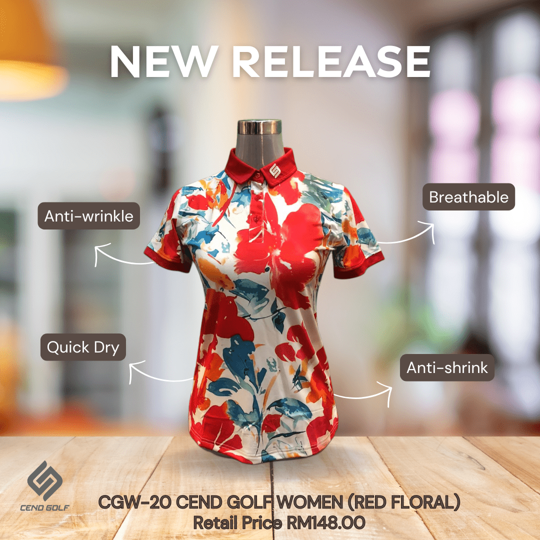 CEND Golf Women T-Shirt (Red Floral) CGW-20