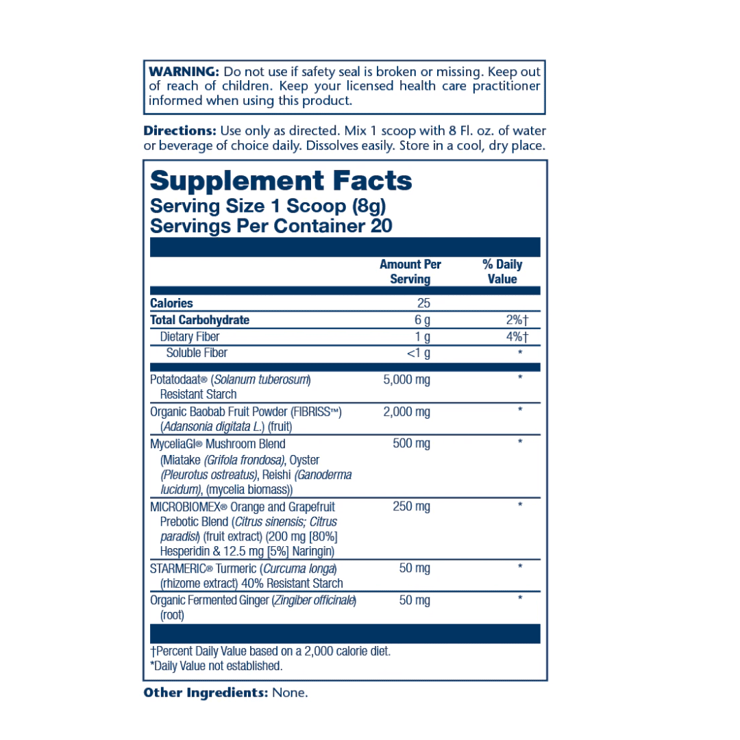 Mycrobiome Prebiotic Supp Facts