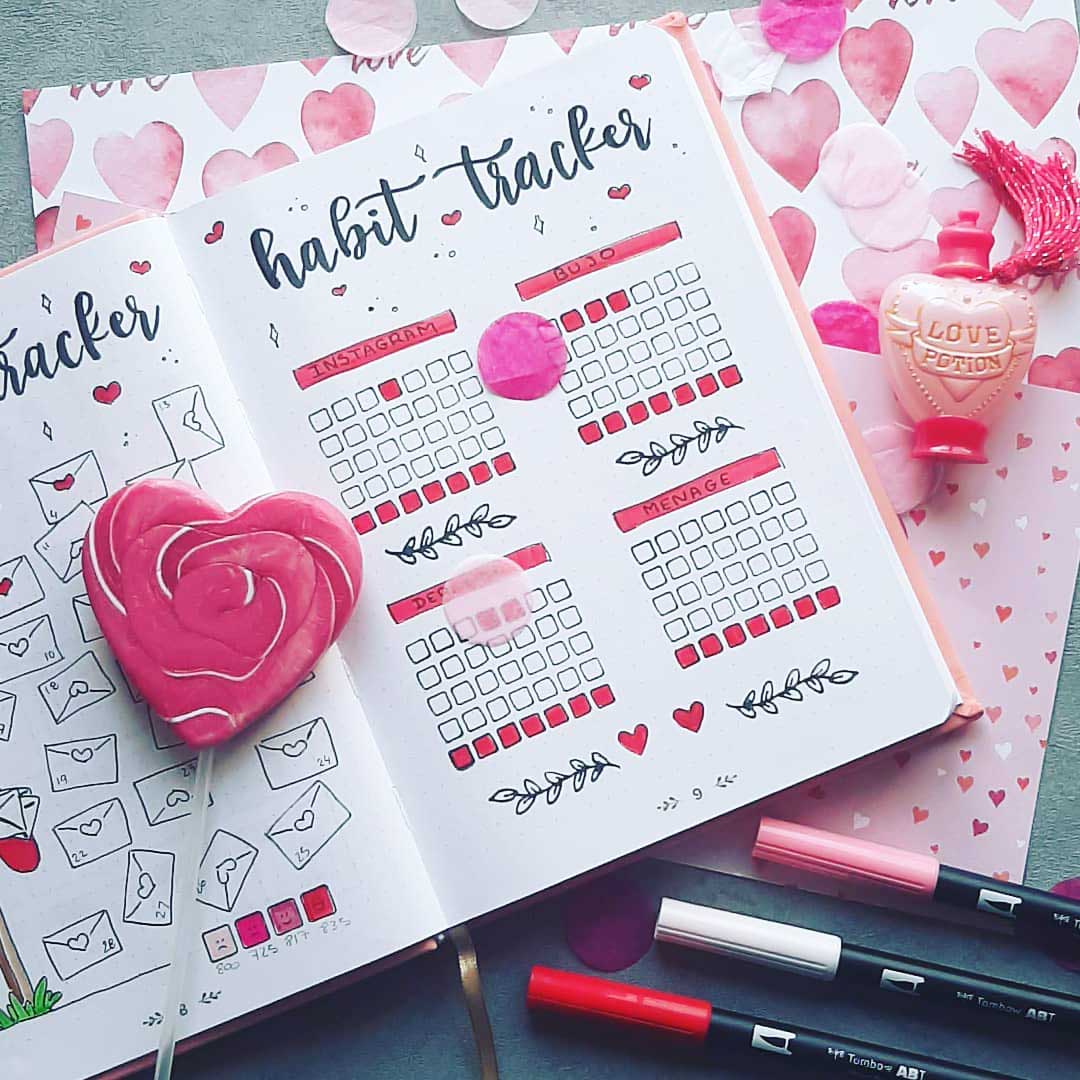 love themed habit tracker