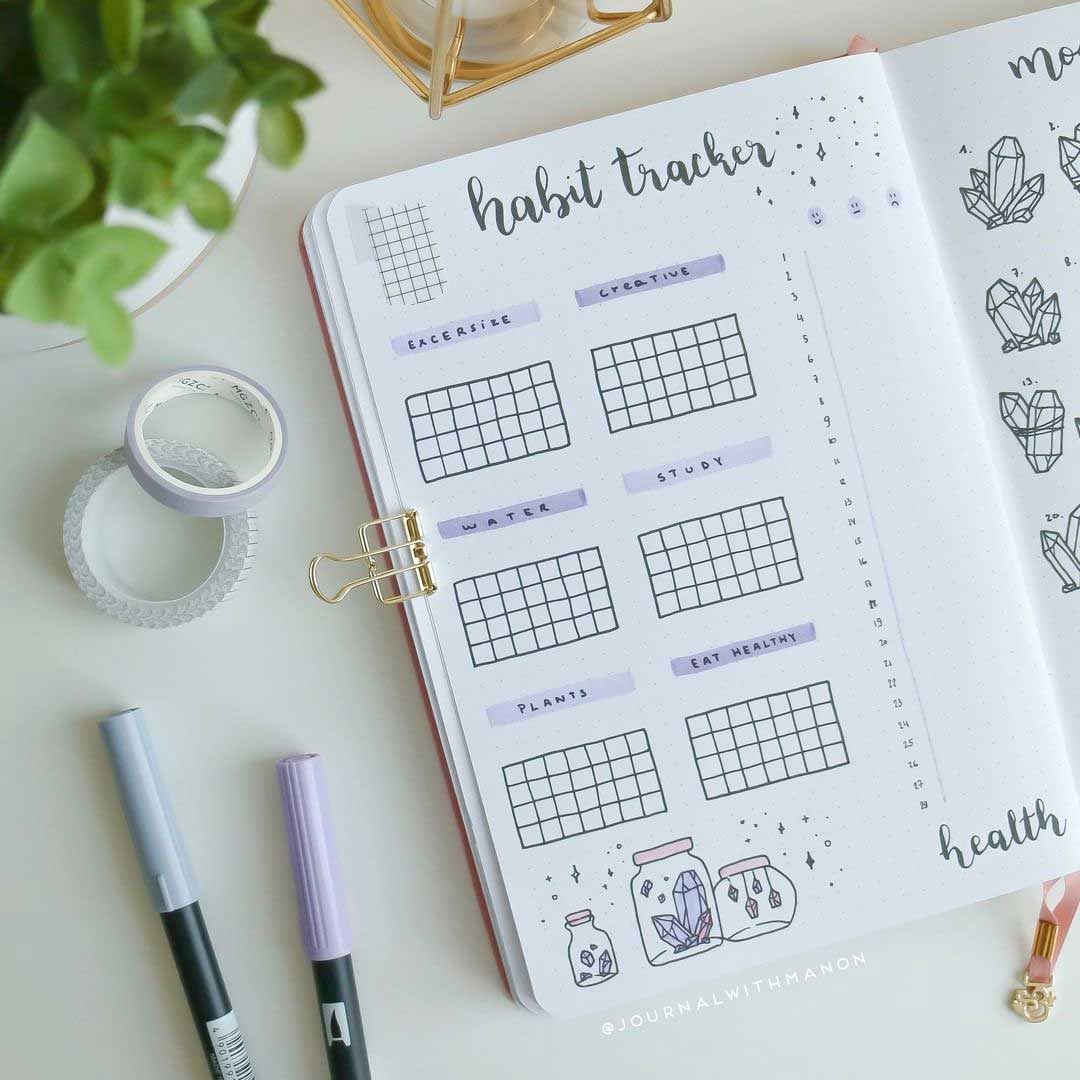 simple habit tracker with crystal theme