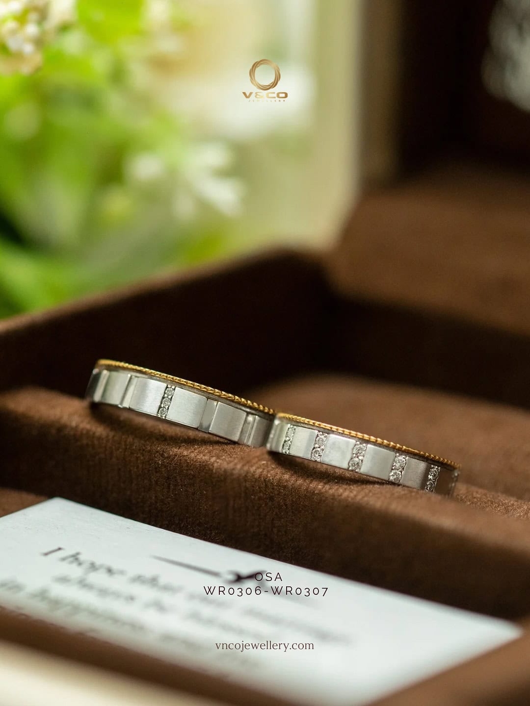 cincin couple elegan berbahan emas putih