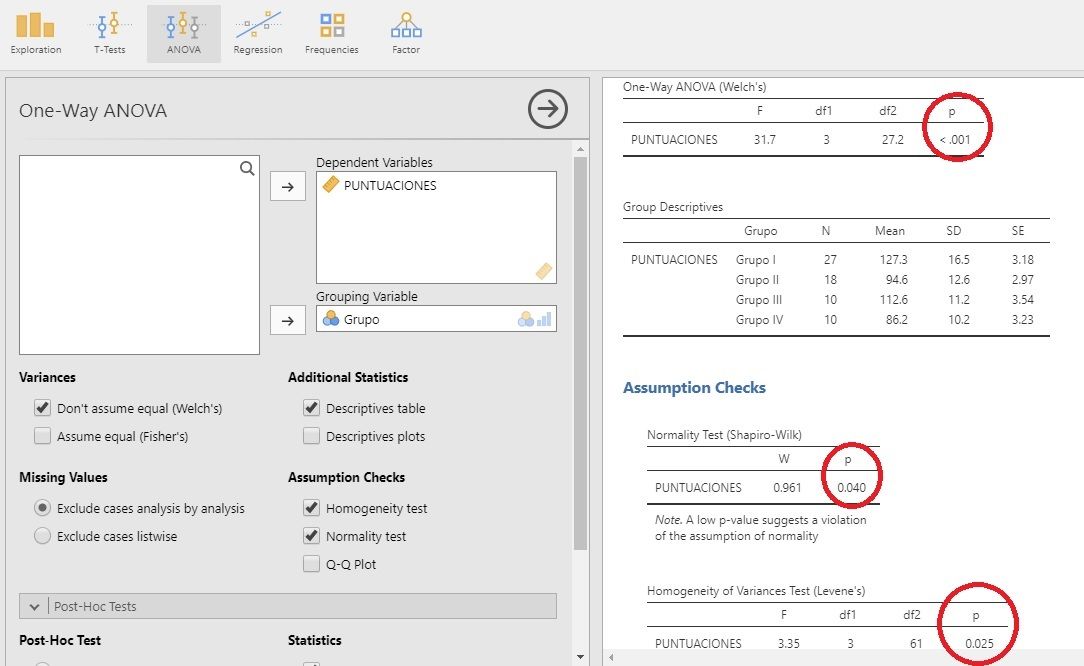 ANOVA de un factor con Jamovi