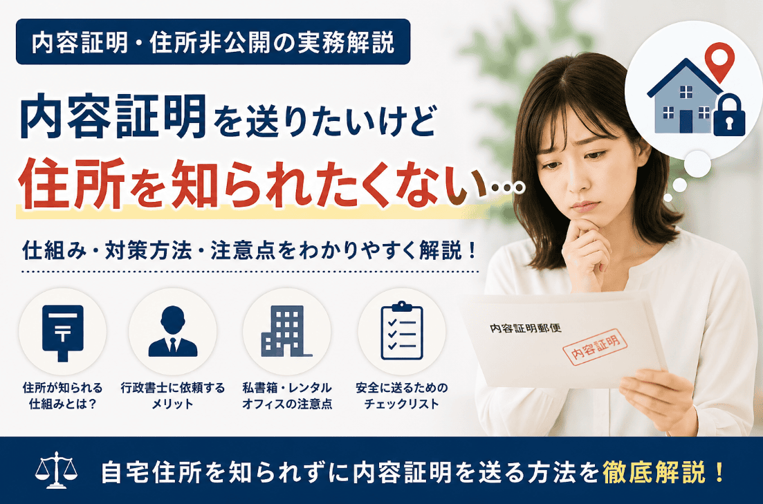 内容証明で住所を知られたくない場合はどうする?行政書士が解説