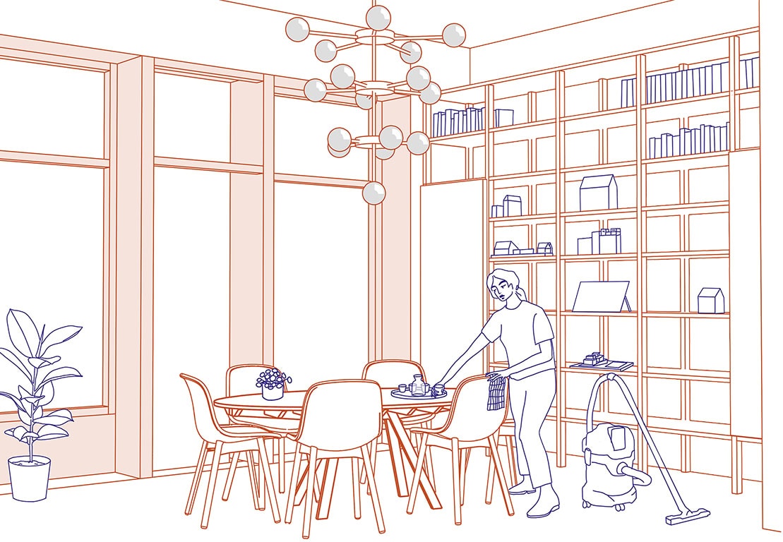 Büro, Innenarchitektur, Architekturbüro, Piktogramm, Grafik, Umbau, Illustration, Büroraum, Besprechung