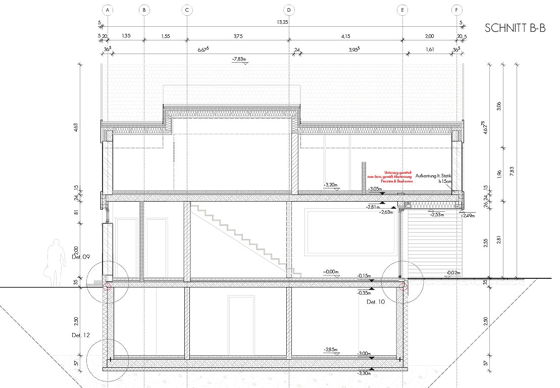 Architektur, Mauerwerk, Neubau, Einfamilienhaus, Bau, Schnitt, Planzeichnung, Plan
