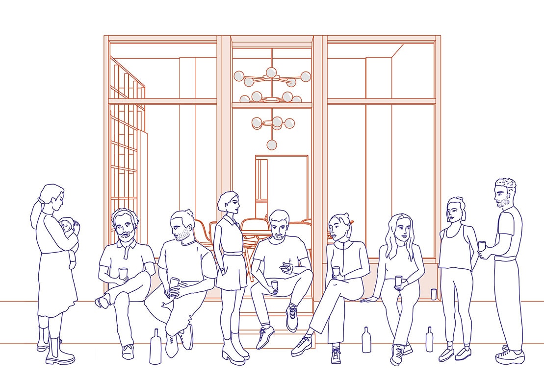 Büro, Innenarchitektur, Architekturbüro, Piktogramm, Grafik, Umbau, Illustration, Team