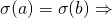 Rendered by QuickLaTeX.com \sigma(a) = \sigma(b) \Rightarrow