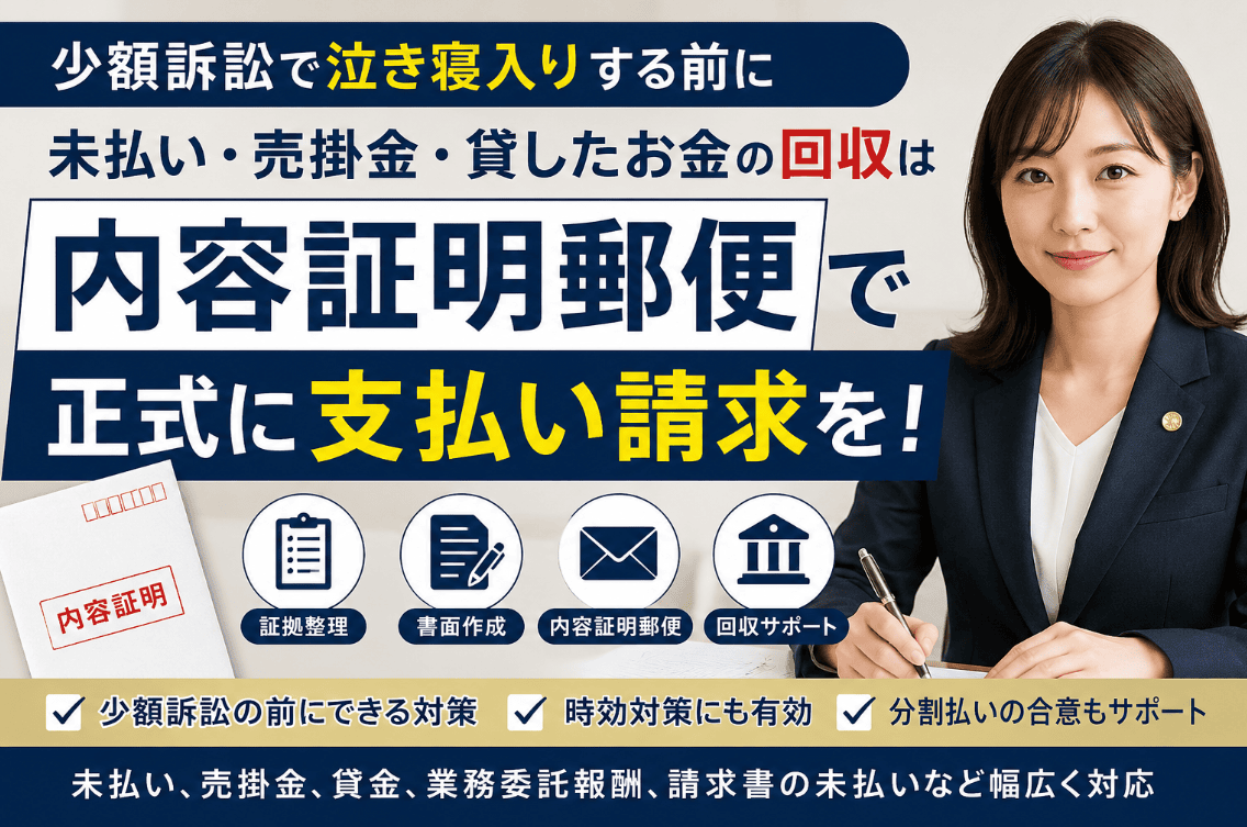 少額訴訟は泣き寝入り?内容証明郵便により回避!