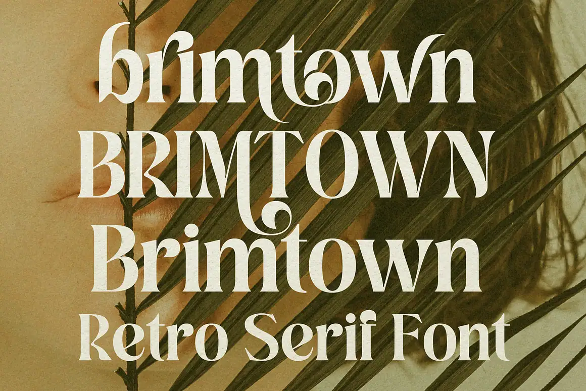 Brimtown - Retro Serif Font is a Serif font with a full set of uppercase and lowercase letters, multilingual symbols, numbers, punctuation, and ligatures.