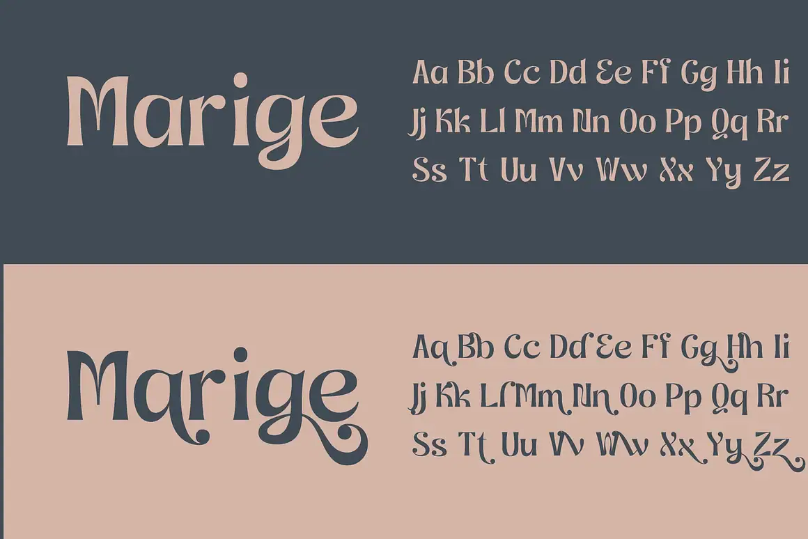 Marige display typeface is a family of 9 weights that make it easy to create visual typography designs ranging from thin to black