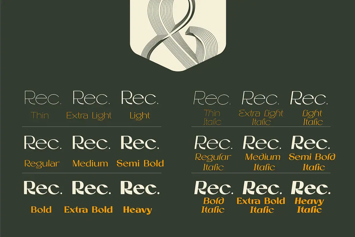 Reclamo - 18 San Serif Font A simple design from the San Serif family with a few contrasting accents.