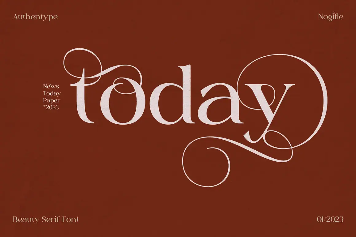 Nogifle Beauty Serif Font a stunning serif font featuring an abundance of ligatures and rich alternatives.