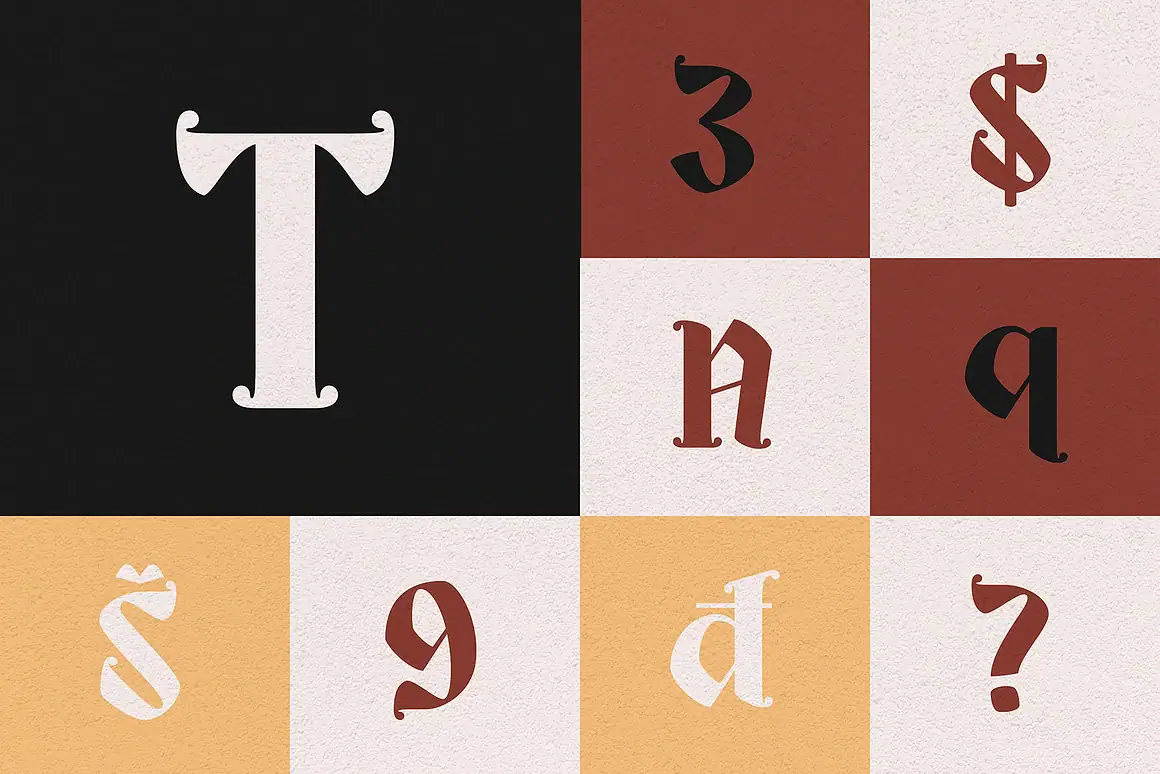 Black Rose Gothic Font is a refined gothic serif font that seamlessly blends dark elegance with a vintage allure.