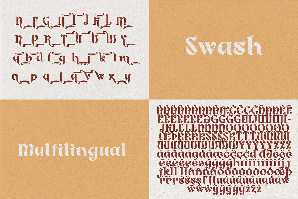 Black Rose Gothic Font is a refined gothic serif font that seamlessly blends dark elegance with a vintage allure.