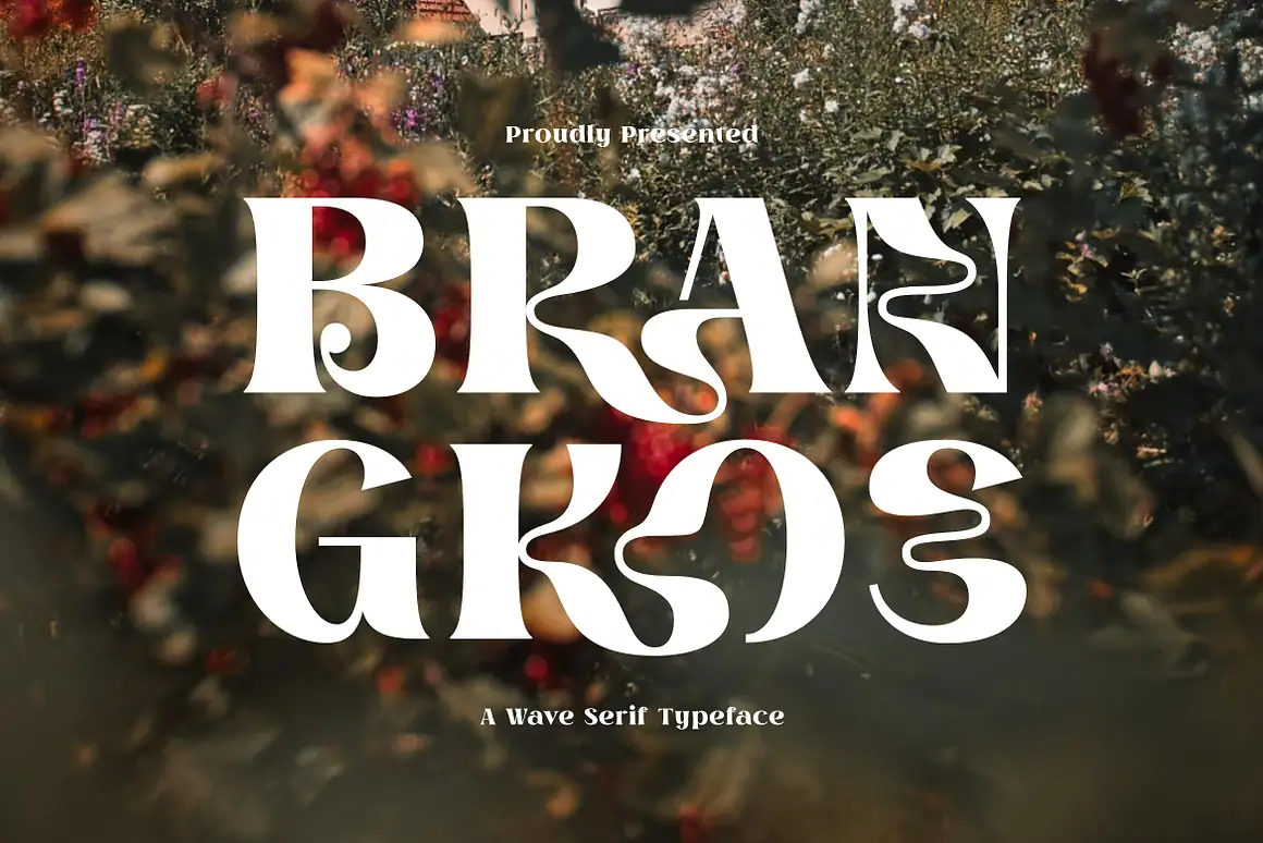 Brangkos A Wave Serif Typeface – Bold curves, organic flow — made for natural beauty brands.