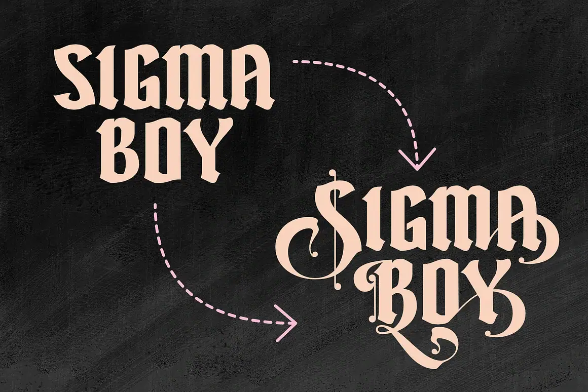 Sigma Boy – elegant blackletter font is a stylish and versatile blackletter font with strong character details and a modern touch.