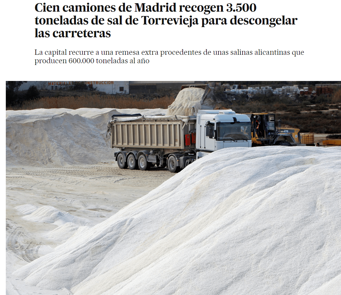 sal de torrevieja para madrid Camiones cargando sal dirección Madrid