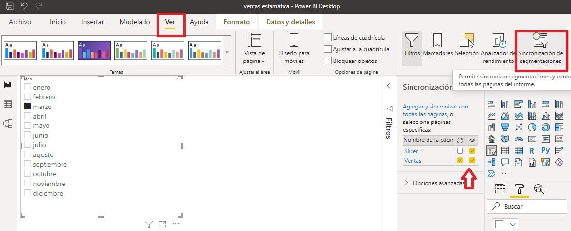 Sincronización de segmentacion en el Desktopes 