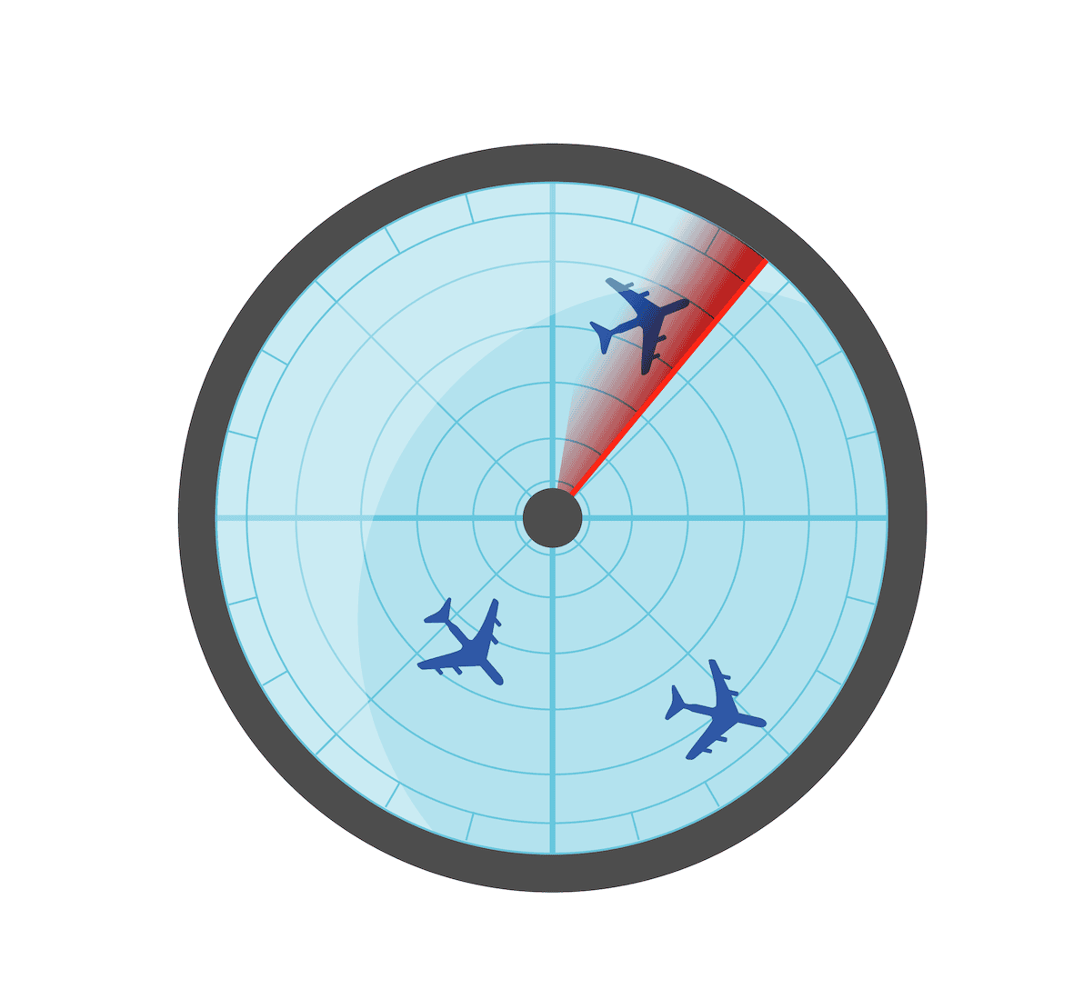 Flightradar Screen showing three aicrafts on radar.