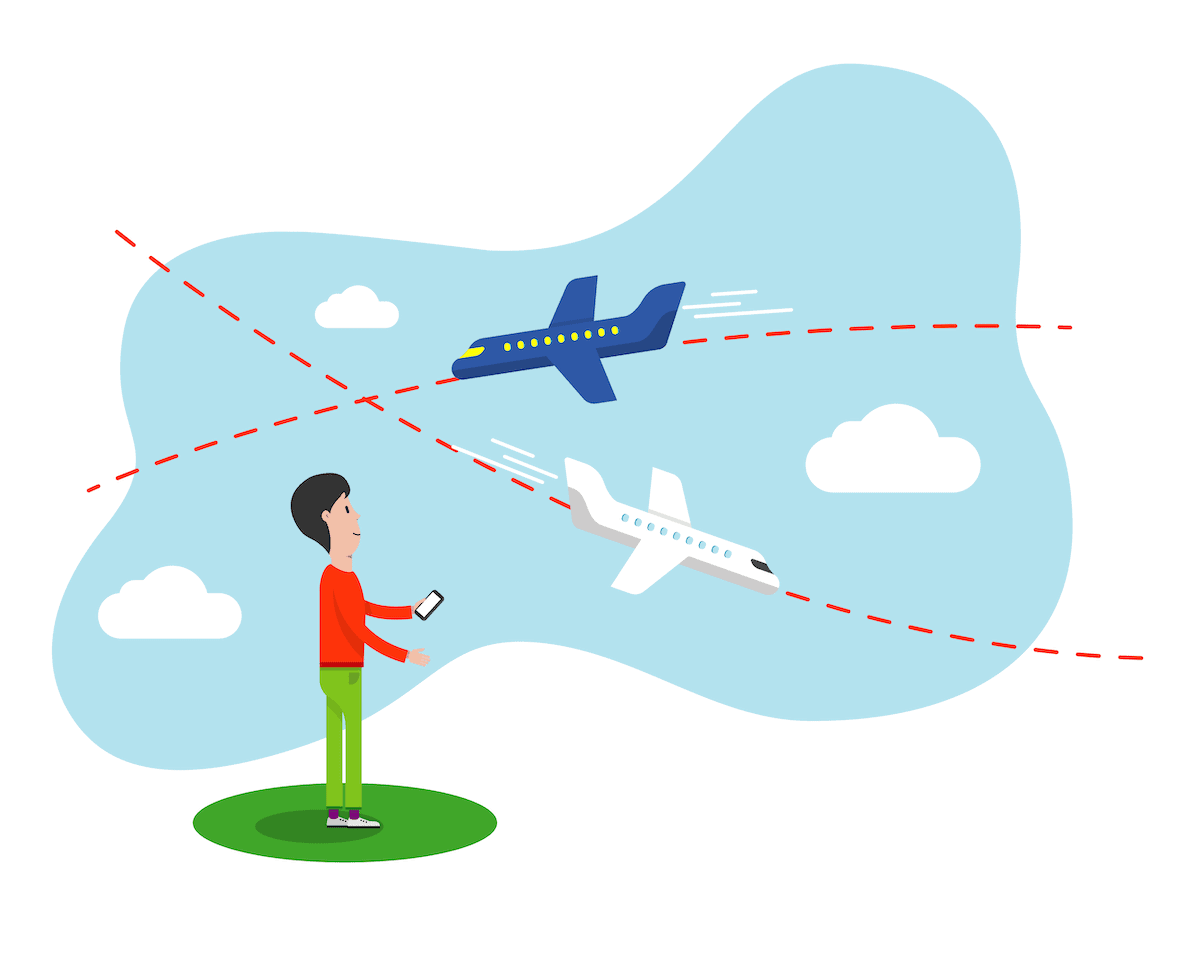 Flightradar-Illustation: Using Flightradar on the go via mobile.