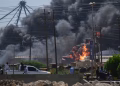 Smoke billows in the Red Sea city of Port Sudan after drone strikes by the paramilitary Rapid Support Forces (RSF), 6 May 2025. Photograph: AP