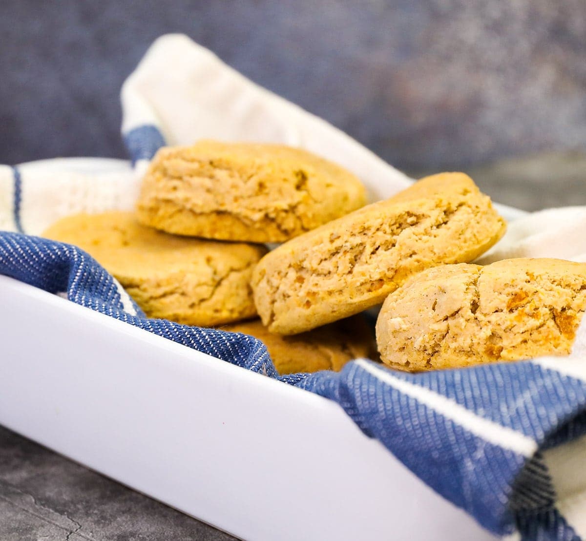 vegan sweet potato biscuit close up view