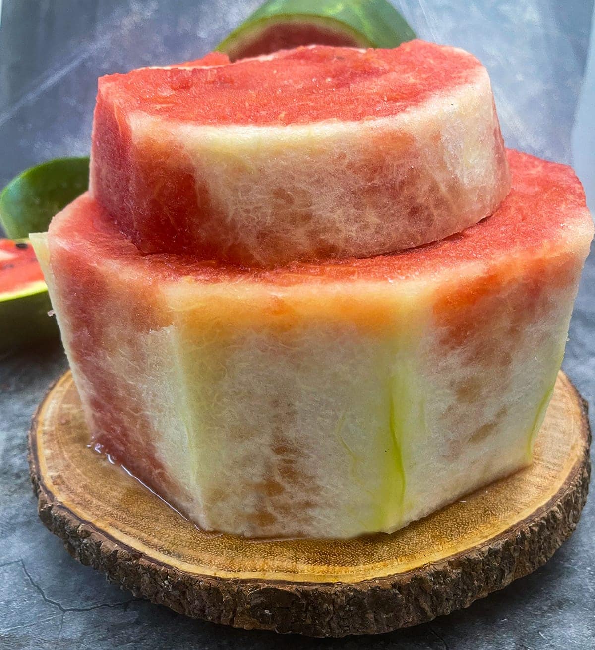 Carved watermelon layers