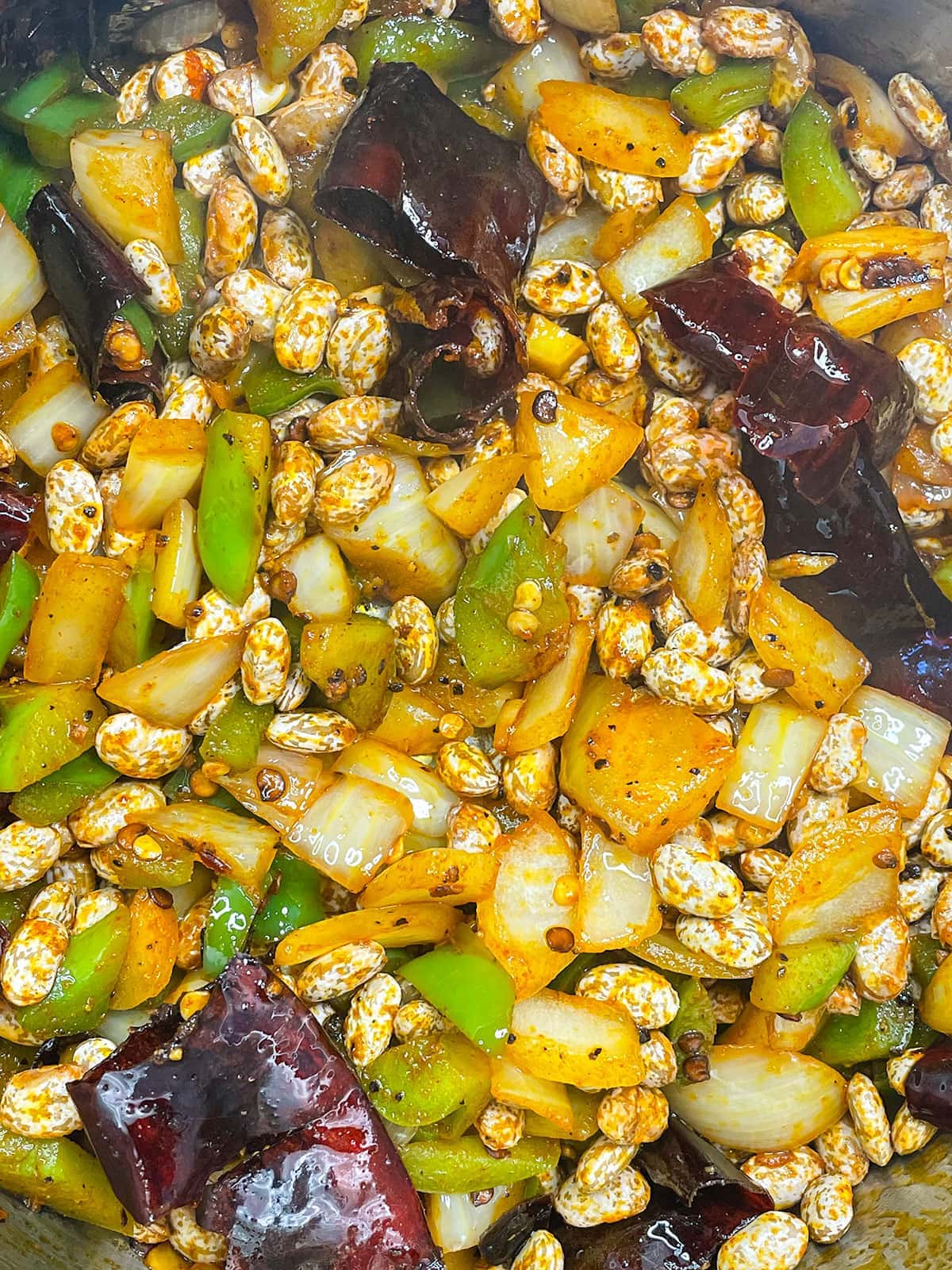 Pinto beans chipotle veggies close up