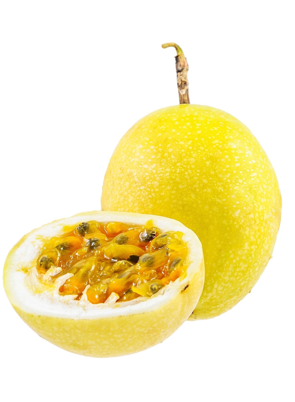 yellow passion fruit isolated on white background